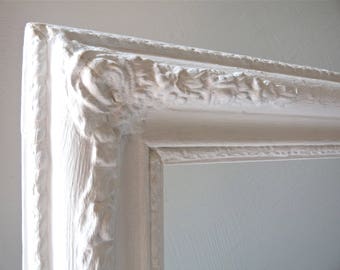 Big French Distressed Wooden Frame - French Antique Frame - French shabby chic - french frame - gold frame white patina