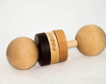 Wooden Baby Rattle - Personalized Wood Rattle - Personalized Baby Toy Baby Gift