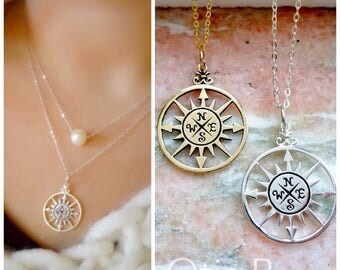 Compass necklace, True North, Graduation gift, compass charm, 2017 High School graduate, College grad, wanderlust, travel, otis b