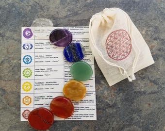 7 Chakra Worry Stone Set, Chakra Gemstones, Meditation Stone Set, Healing Stones, Chakra Stones, Crystal Therapy, Chakra Crystal Set
