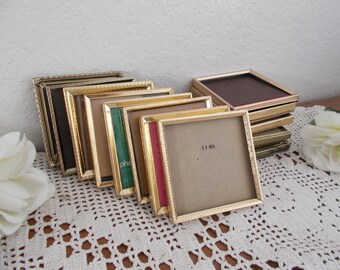 Vintage Gold Metal Picture Frame 3.5x3.5 Photo Decoration Midcentury Hollywood Regency Rustic Shabby Chic Wedding Decoration Home Decor Gift