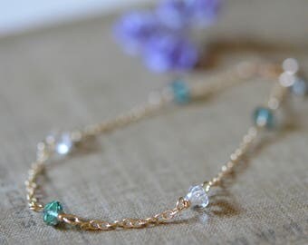 Herkimer Diamond with Bicolor Quartz Bracelet