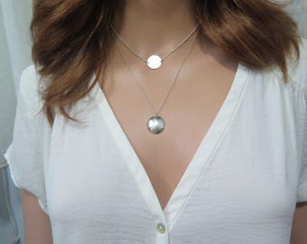 Set of 2, 925 Monogram Necklace, Personalized Layered Necklace, Silver Initial Necklace, Engraving, Bridesmaid Gift, Custom Jewelry Silver,