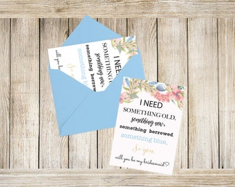 Bridesmaid Proposal Card, Will you Be My Bridesmaid Card/Maid of Honor/Matron of Honor/Flower Girl, Something Blue, Be my Bridesmaid Ideas