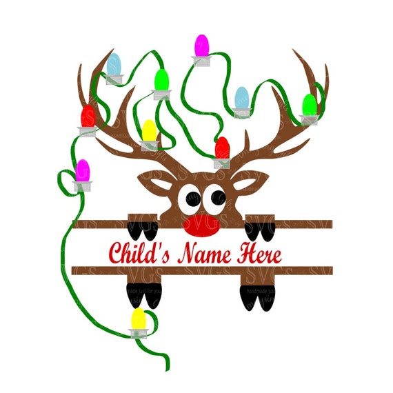 Download SVG Reindeer Peeking Split with Lights Christmas Holiday