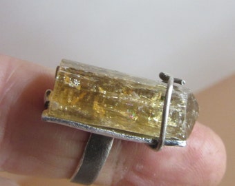 40% SALE - Raw Yellow Topaz Ring - Imperial Golden Topaz