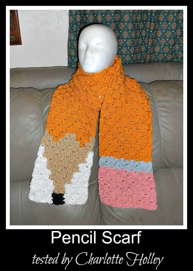 Pencil Super Scarf, C2C Graph, Crochet Pattern