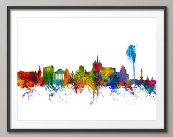 Geneva Skyline, Geneva Switzerland Cityscape Art Print (2676)