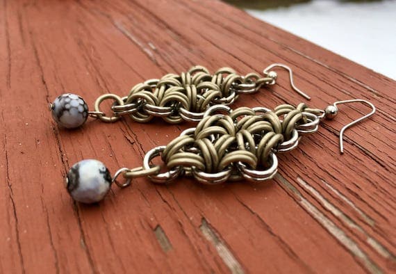 Black & White Chainmaille Earrings