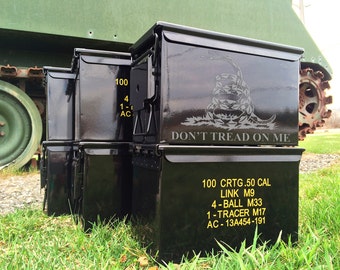 Don't Tread On Me Husband Gift 50 Cal Ammo Box Ammo Can Christmas Gift For Husband Gun Gift Gadsden Flag 2nd amendment personalized gift
