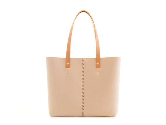Wool Felt TOTE BAG / beige tote bag / shopping bag / womens bag / felt shoulder bag / carry all bag / made in Italy