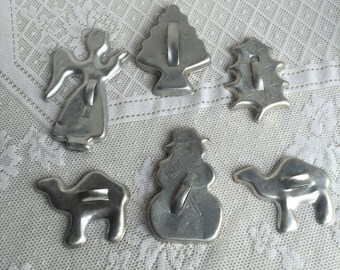 Vintage Metal Cookie Cutters / Aluminum Christmas Cookie Cutters