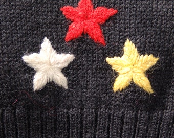 1960's black wool sweater vest with stars//Marshall Field & Co.