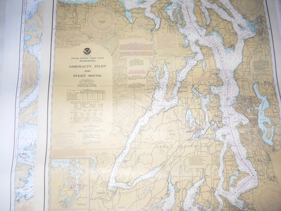 Vintage 1990s Navigational Chart Map 10 NW British Columbia to