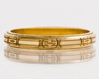 Antique Wedding Band - Antique 1920's 14k Rose Gold Wedding Band