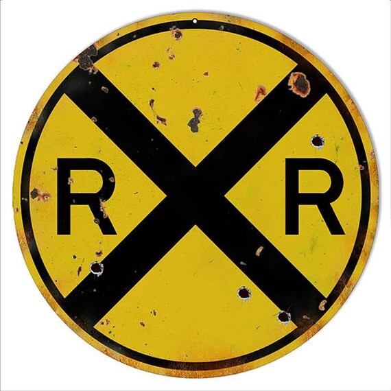 R X R RAILROAD CROSSING SIGN Classic 12 x 12 Inch Round