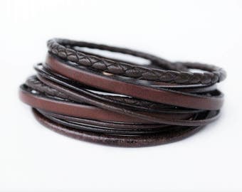 Brown Wrap Leather Bracelet for men, Mens Leather Bracelet with Stainless Steel Clasp, Fathers Day Gift, gift for him, Mens Jewelry, Unisex