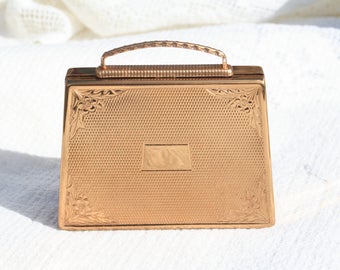 RESERVED ON LAYAWAY Payment No 1 Of 2 Vintage 1950s Mascot Handbag Shape Musical Wind Up Powder Compact Mirror