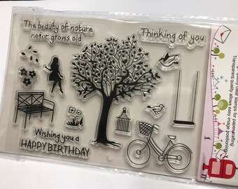 14 piece Happy Birthday Thinking of you clear stamp set, 15-85 mm