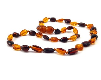 Baltic Amber Necklace Teething Baby Toddler Child Beans Polished Cherry Honey Beads