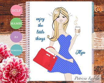 Coffee Erin Condren Planner Cover Illustrated Planner Cover Happy Planner Mambi Planner Illustration Polka Dot Dreams Fashion Illustration