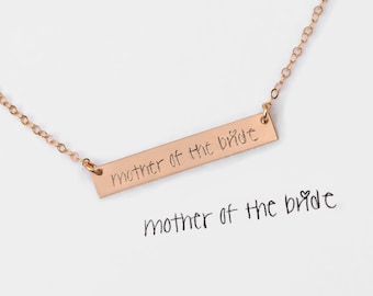 Custom Handwriting Necklace, Signature Necklace, Rose Gold Bar Necklace, Gift Ideas, Remembrance Necklace, Signature Bar Jewelry