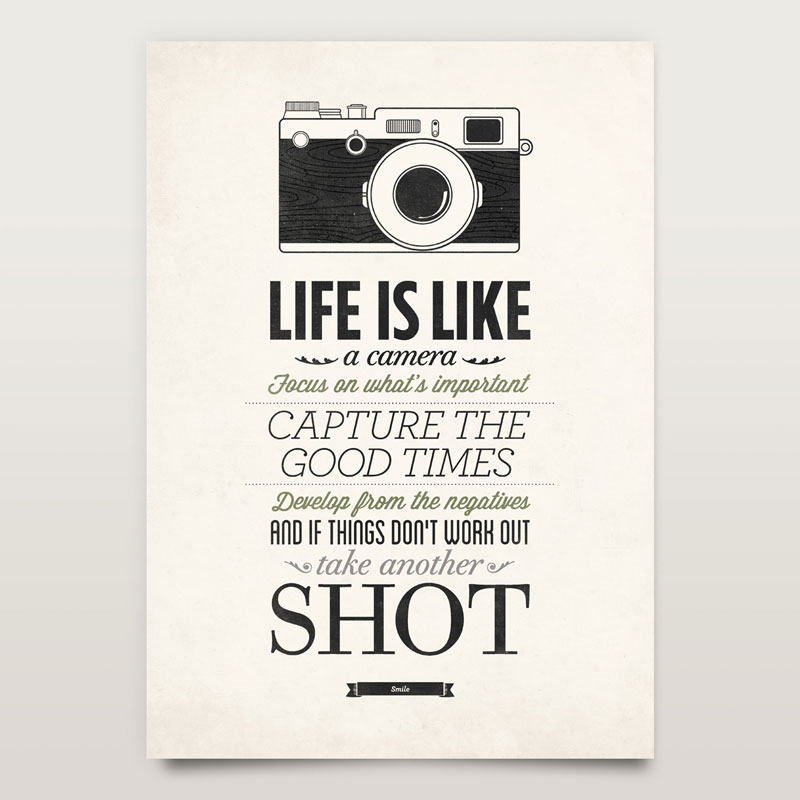 Life Is Like A Camera Vintage Sign Inspirational Quote