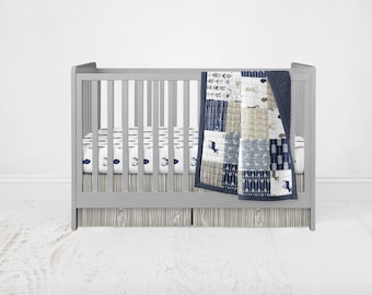 Rustic Woods Crib Bedding Set - Woodland Deer Patchwork Wholecloth Crib Quilt Stag Fitted Sheet Woodgrain Crib Skirt