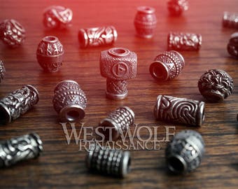 Silver Viking Jewelry / Beard Beads - Norse/Scandinavian/Designs/Raven/Thor/Hammer/Rune/Bead/Necklace/Pendant