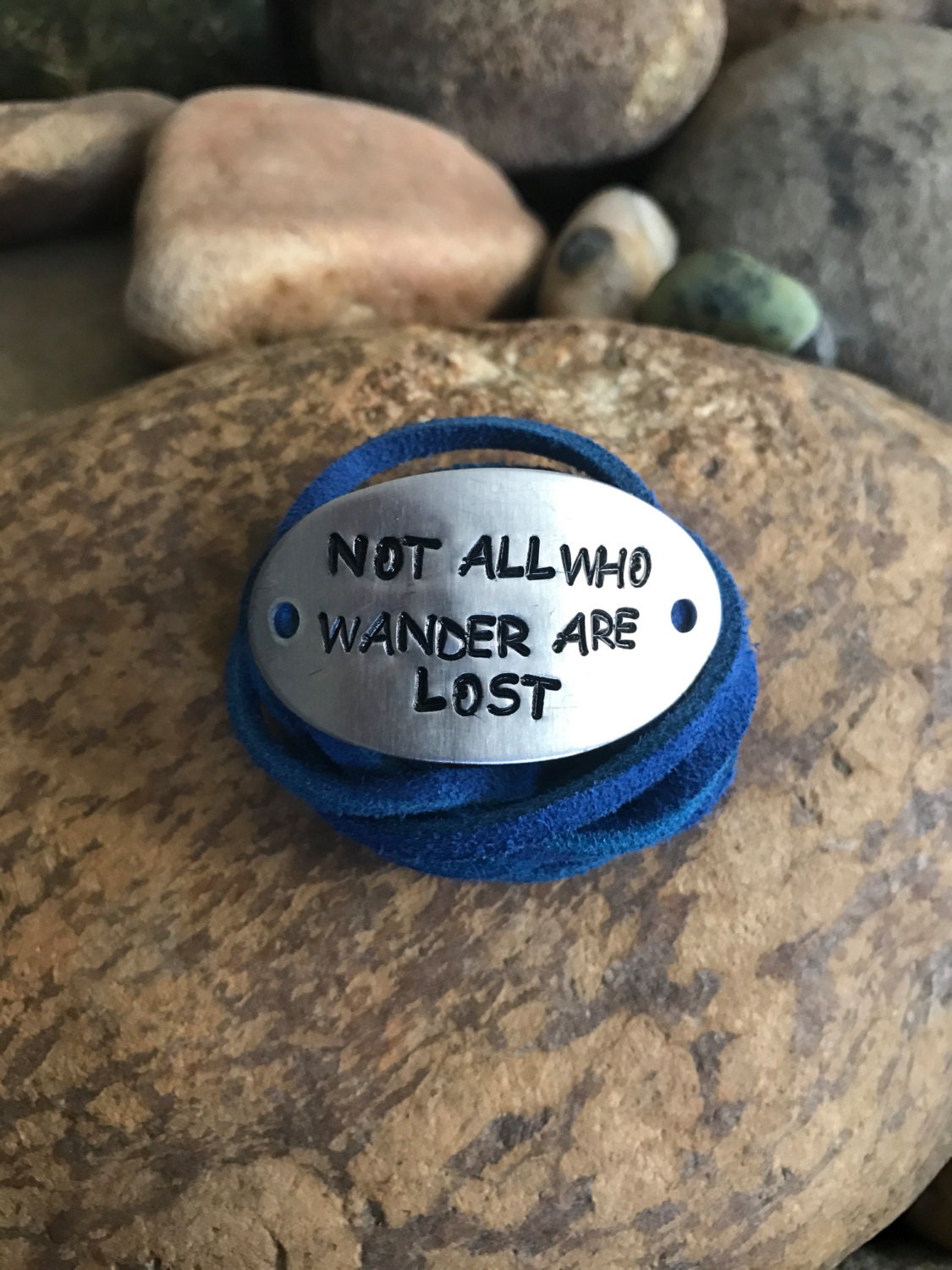 Not all who wander are lost bracelet leather wrap quote