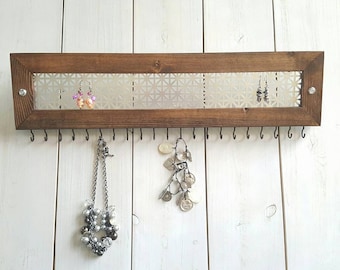 Jewelry Organizer, Wood Modern Jewelry Rack, Jewelry Display, Necklace Holder, Wooden Display, Necklace Organizer, Jewelry Sorter