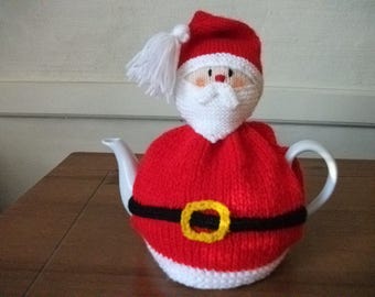 Hand Knitted Santa Tea Cosy For A 2 Pint (4-6 cups) Teapot