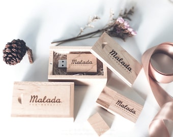 Wooden photo MINIBOX and USB