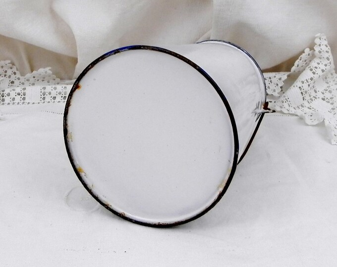 Antique French White Enamelware Milk Pail / Churn, French Country Decor, Vintage, Chateau, Shabby, Chic, Retro, Kitchen, Cottage, Rustic Antique French White Enamelware Milk Pail / Churn, French Country Decor, Vintage, Chateau, Shabby, Chic, Retro, Kitchen, Cottage, Rustic