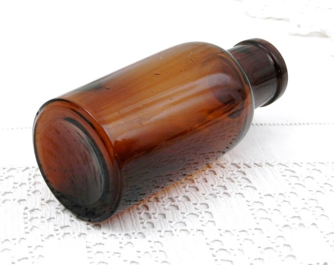 Antique French Amber Glass Medicine Apothecary Bottle with Cork Stopper, French Country Decor, Apothecary Decor, Retro, Interior, Parisian