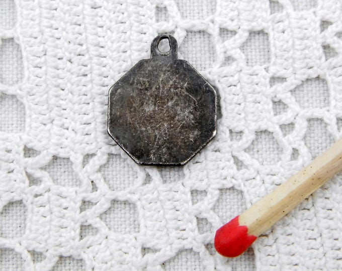 Small Vintage French Coin Silver Religious Medal of Saint Christopher with Blue Enamel, St Christopher, Traveller, Catholic, Good Luck Charm