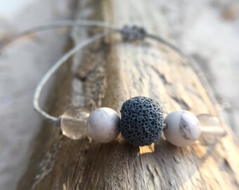 Blue, white and grey diffuser bracelet, essential oil bracelet, essential oil jewelry, blue bracelet, yoga jewelry, minimalist jewelry
