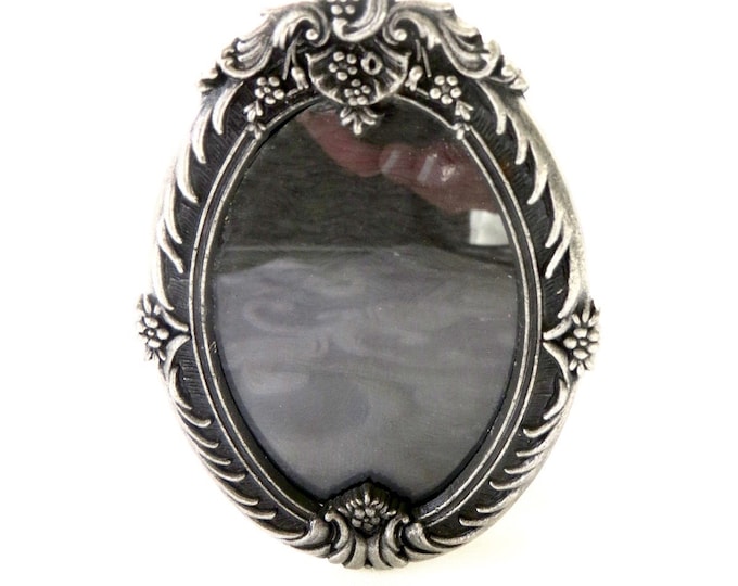 Miniature Silver Picture Frame, Oval Mini Photo Frame, Vintage Vanity or Desk Frame