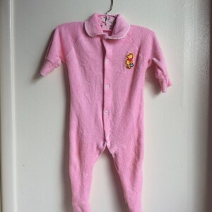 Vtg Disney Winnie The Pooh Sleeper Pink Sz 6-12M Pjs