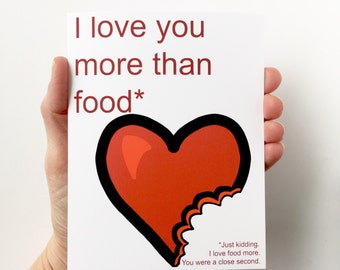 I love you more than food, Funny Anniversary Card, Anniversary Card Funny, anniversary card him, boyfriend card, girlfriend card, wife card