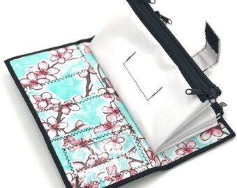 Cute White Floral Oilcloth Envelope System Wallet for Dave Ramsey Cash Budgeting and Extreme Couponing