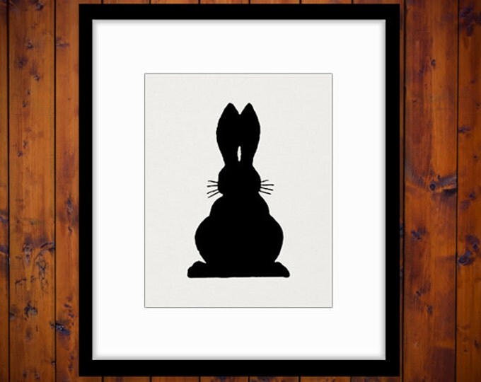 Bunny Silhouette Printable Bunny Graphic Download Rabbit Illustration Digital Image Clipart Antique Clip Art Jpg Png Eps HQ 300dpi No.3296