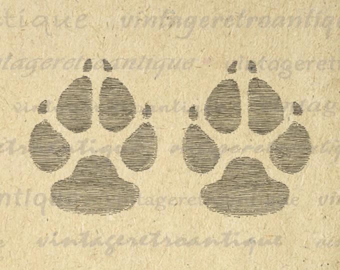 Printable Dog Paw Prints Digital Image Graphic Pet Dog Art Illustration Antique Art Download Vintage Clip Art Jpg Png Eps HQ 300dpi No.1210