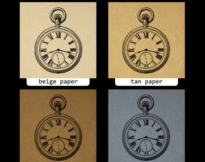 Old Fashioned Antique Pocket Watch Digital Image Download Printable Graphic Vintage Clip Art Jpg Png Eps HQ No.1716