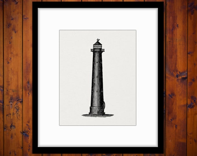 Printable Digital Lighthouse Image Download Graphic Illustration Vintage Clip Art Jpg Png Eps HQ 300dpi No.2155