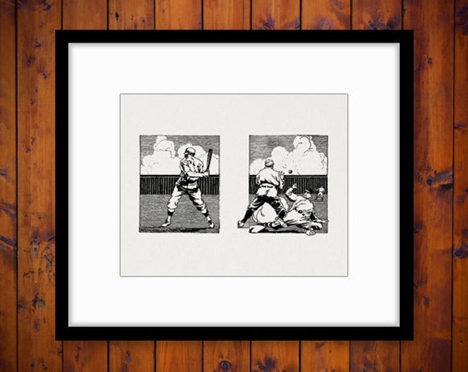 Baseball Printable Image Digital Baseball Players Download Sports Graphic Antique Clip Art Jpg Png Eps HQ 300dpi No.3644