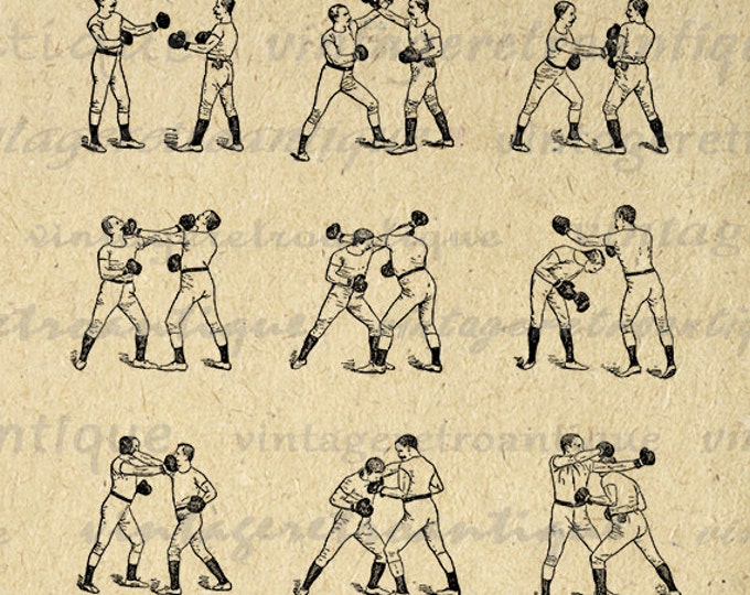 Boxers Collage Sheet Printable Image Graphic Boxing Download Digital Vintage Clip Art Jpg Png Eps HQ 300dpi No.4109