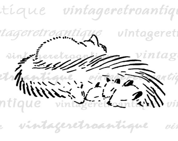 Printable Digital Squirrel with Babies Image Cute Graphic Download Vintage Clip Art for Transfers Printing etc HQ 300dpi No.852