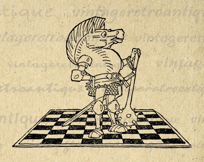 Digital Image Chess White Knight Alice in Wonderland Printable Download Graphic Antique Clip Art Jpg Png Eps HQ 300dpi No.2477