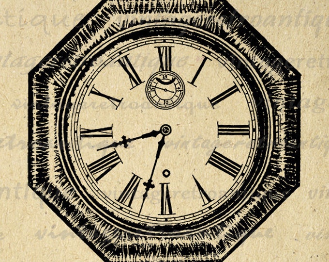 Printable Graphic Antique Clock Image Digital Illustrated Download Vintage Clip Art Jpg Png Eps HQ 300dpi No.3678